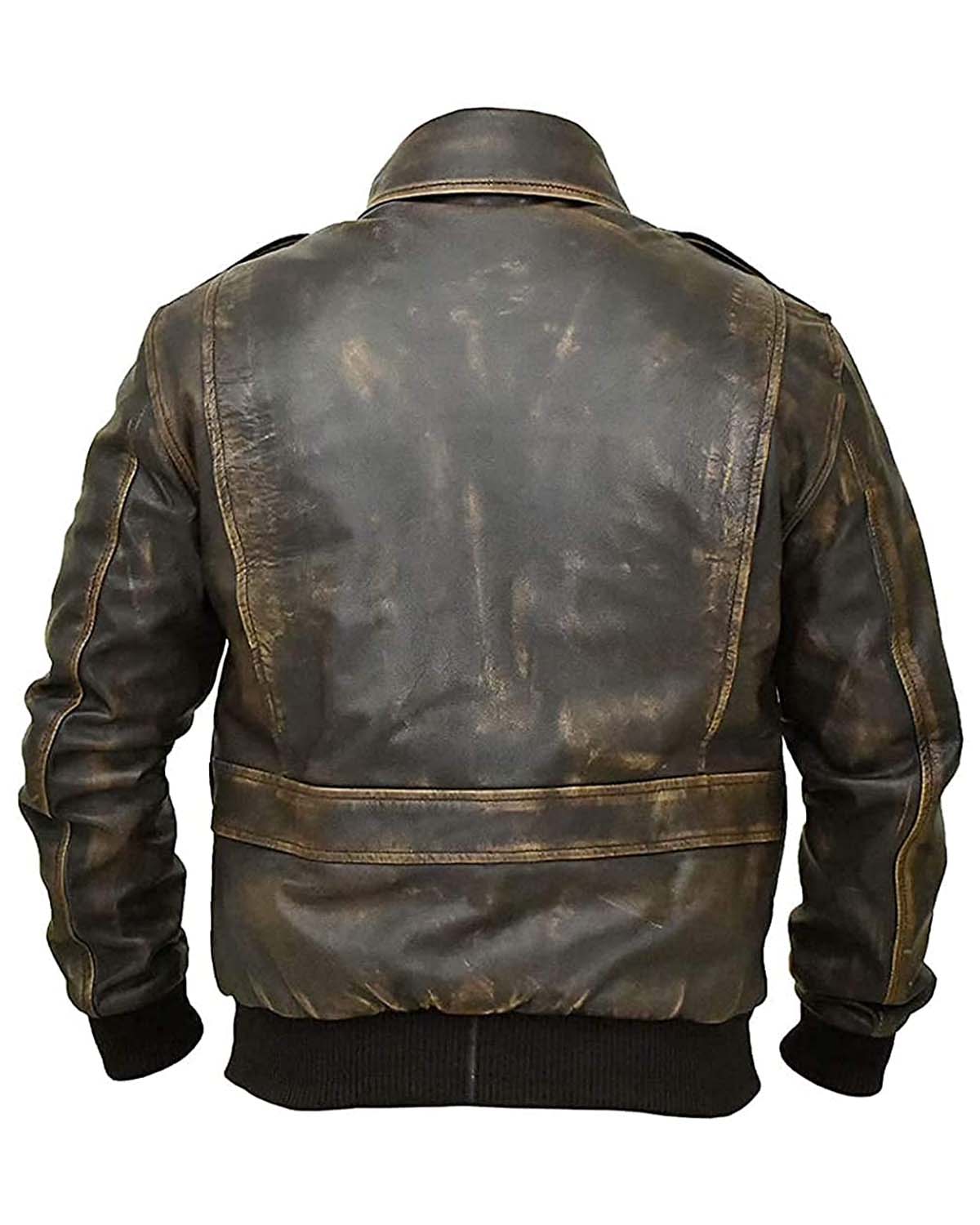 MotorCycleJackets A2 Distressed Aviator Bomber Brown Leather Jacket
