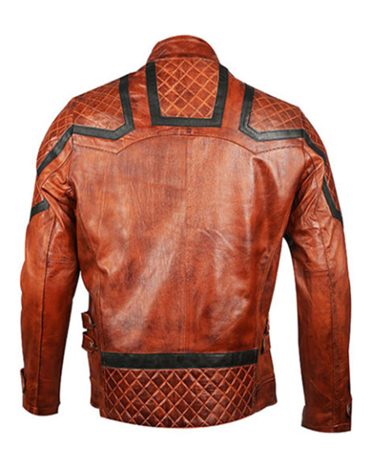 101 Tan Vintage Motor-Biker Distressed Brown Real Leather Jacket