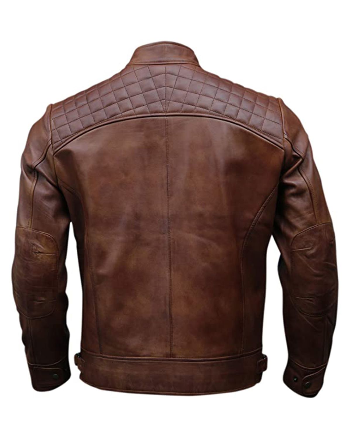 Men's Quilted Style Classic Biker Leather Jacket