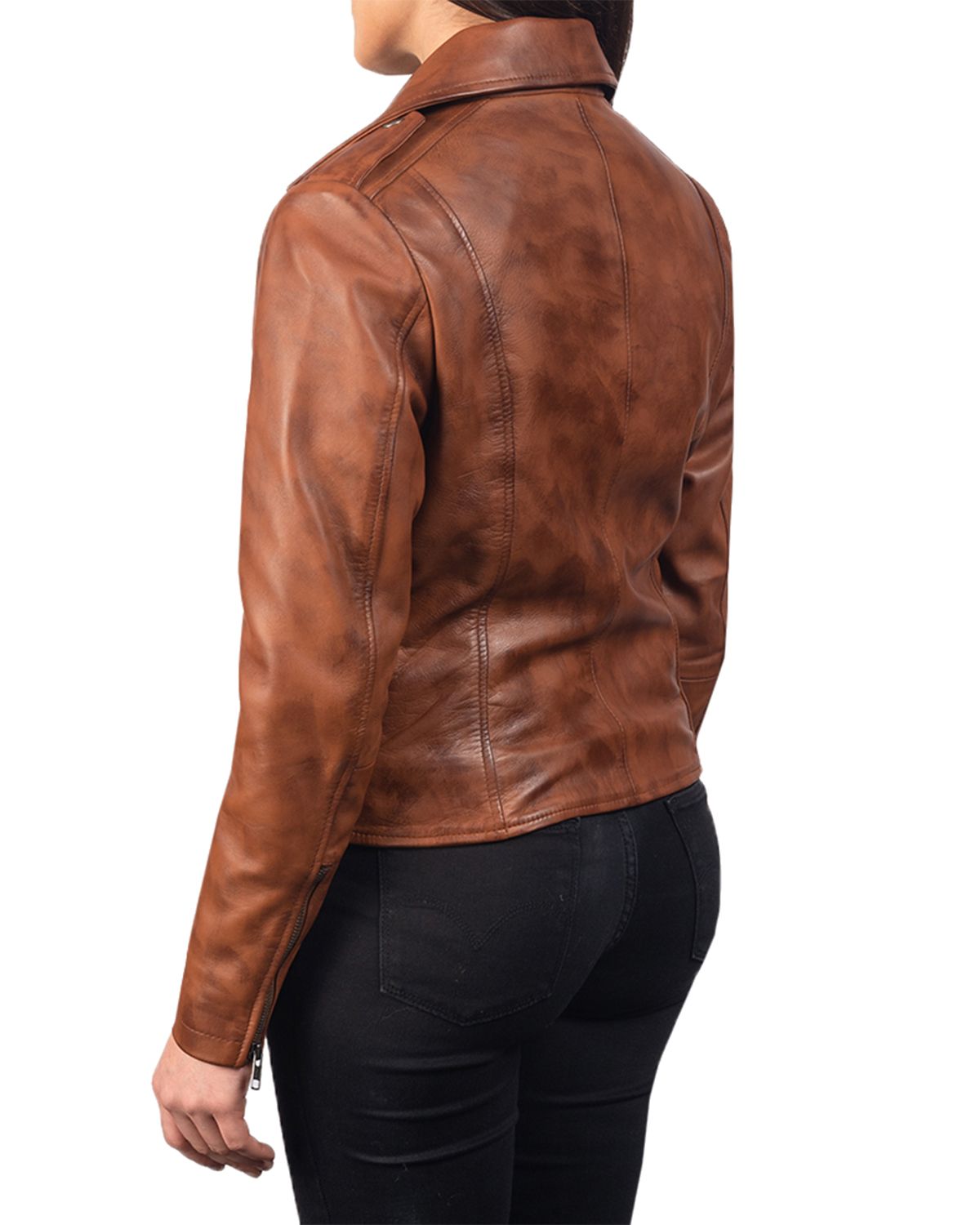 Women's Notch Collar Stylish Biker Leather Jacket