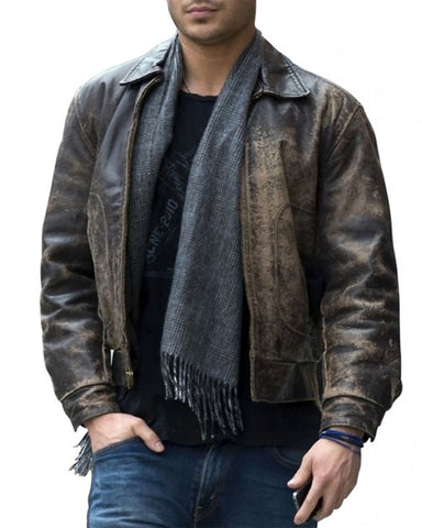 MotorCycleJackets Men Eve Zac Distressed Brown Leather Jacket