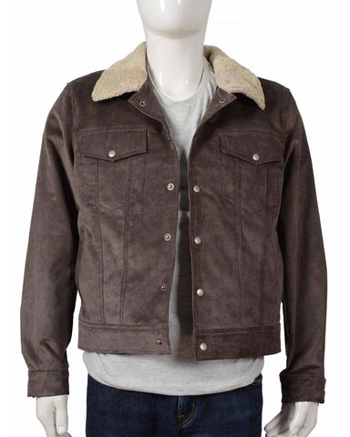 MotorCycleJackets Yellowstone Fur Collar Brown Corduroy Jacket