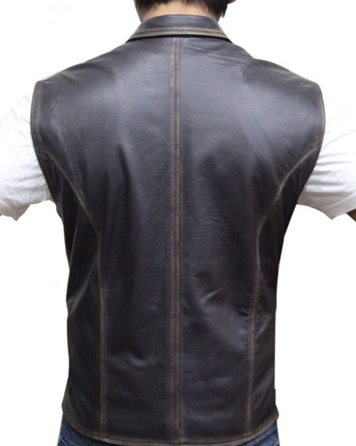 MotorCycleJackets Mens Anson Mount Distressed Brown Leather Vest