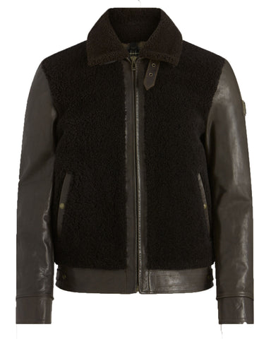 MotorCycleJackets Dark Brown Reverse Shearling and Leather Jacket