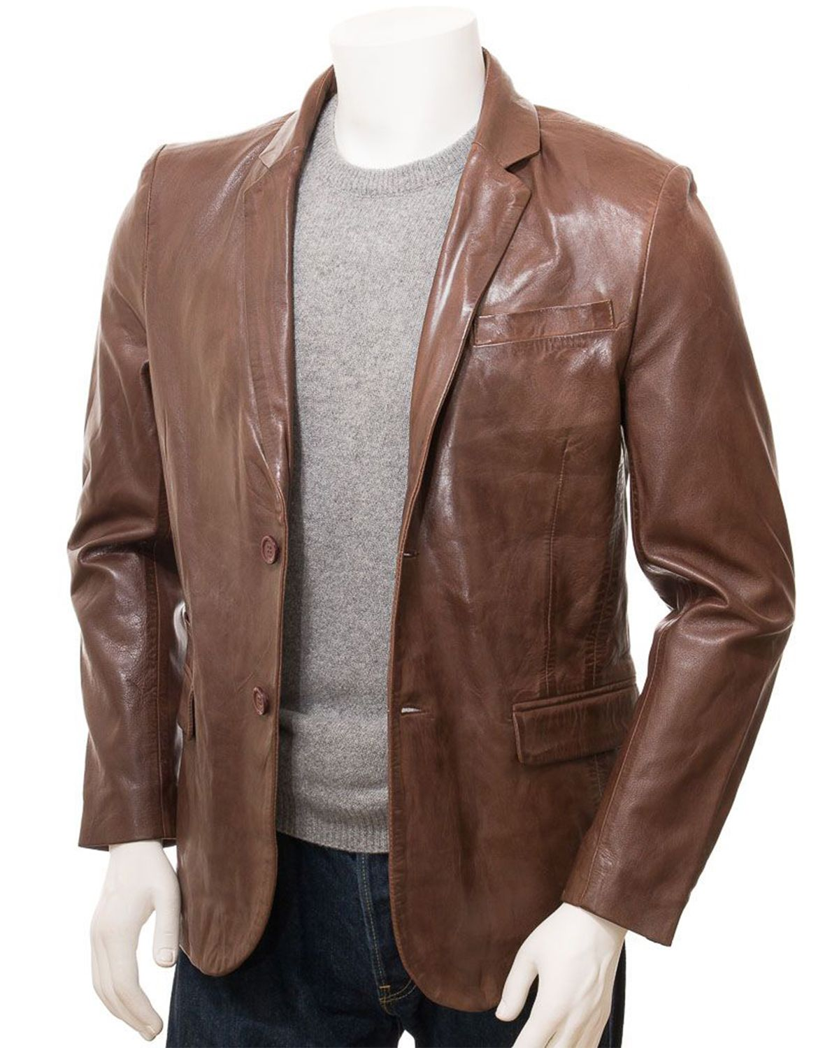 MotorCycleJackets Men's Simple Leather Blazer