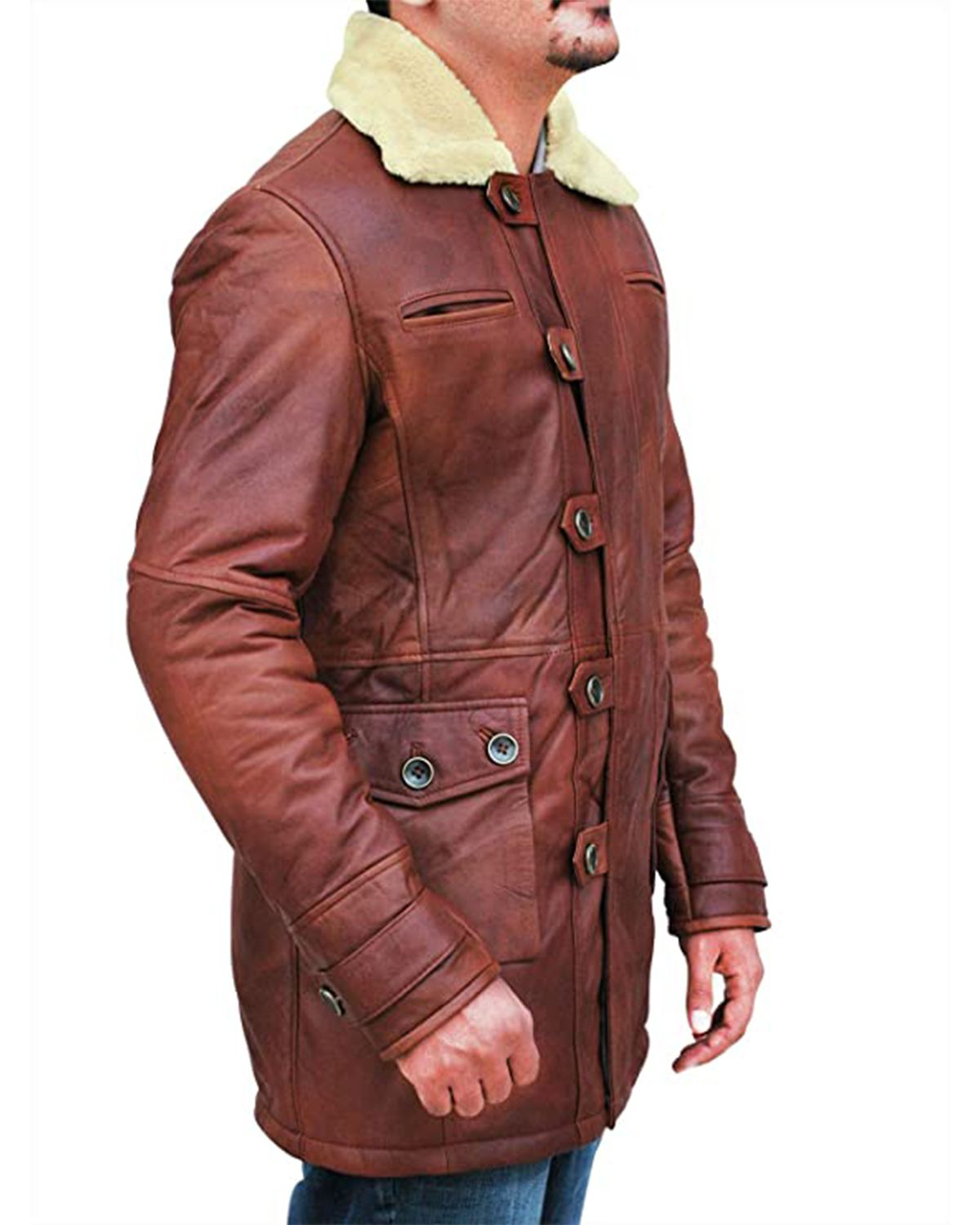 MotorCycleJackets Men's Tom Hardy Brown Long Bane Coat