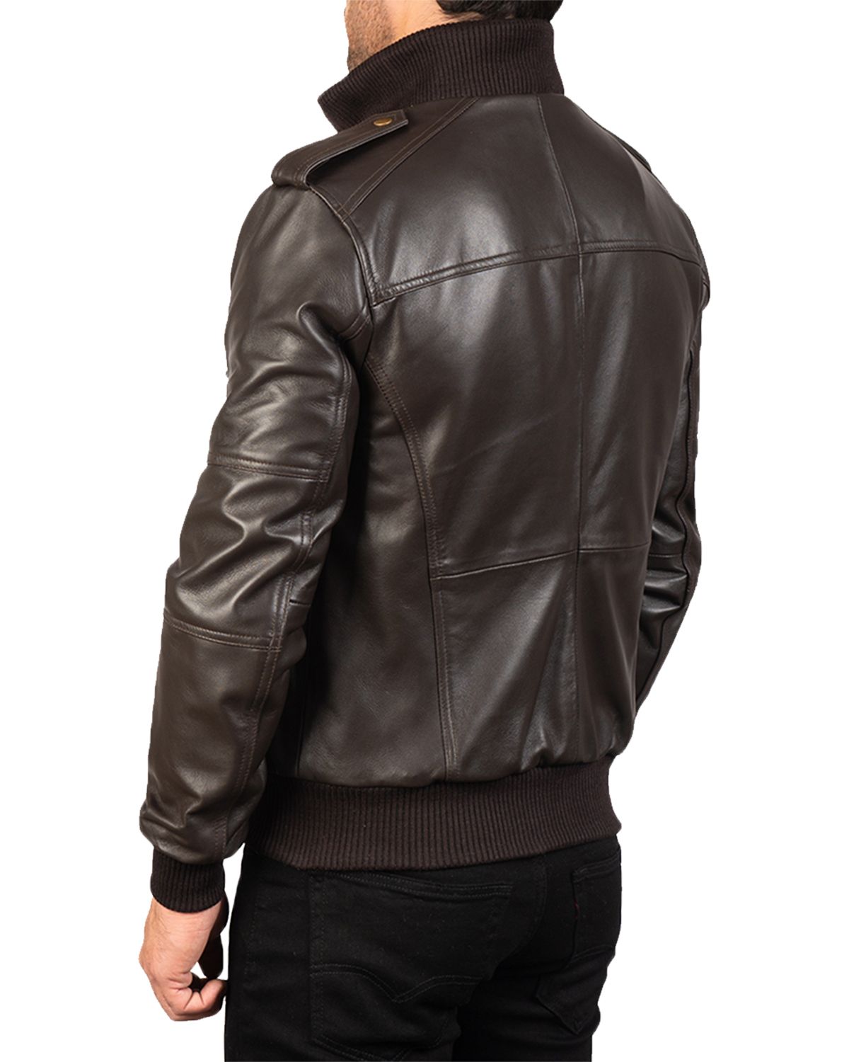 MotorCycleJackets Men's Shadow Brown Bomber Leather Jacket