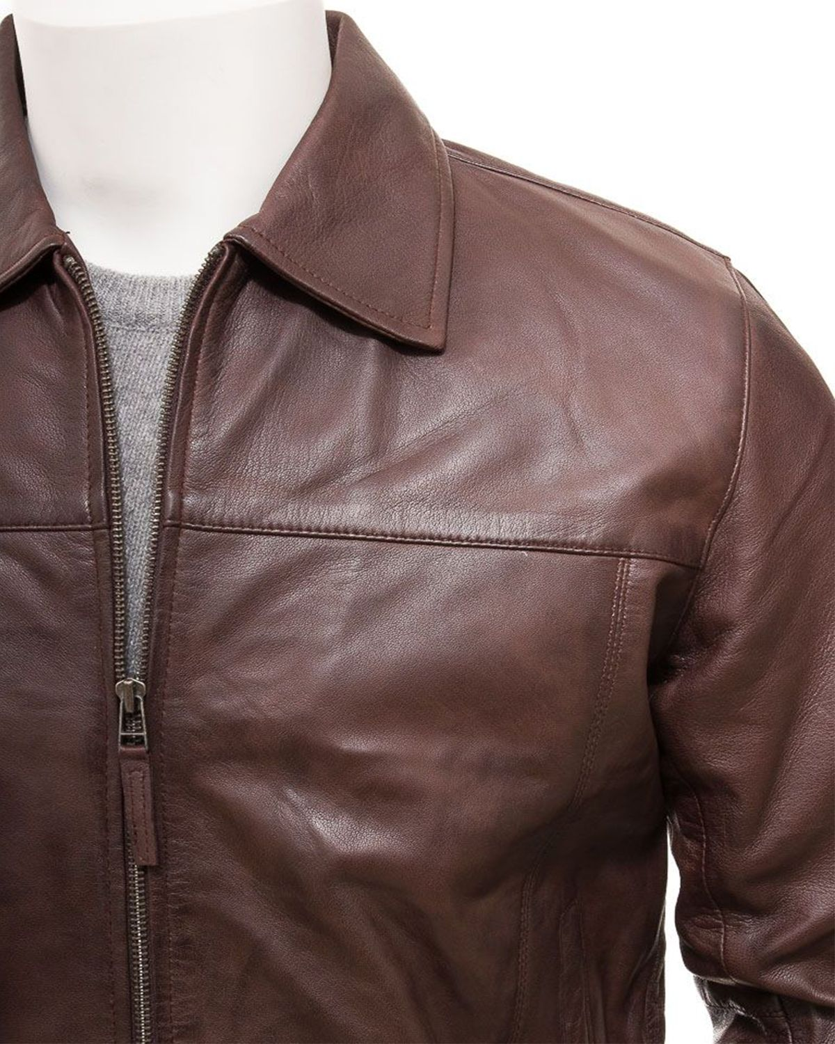 MotorCycleJackets Men's Harrington Style Real Sheepskin Leather Jacket