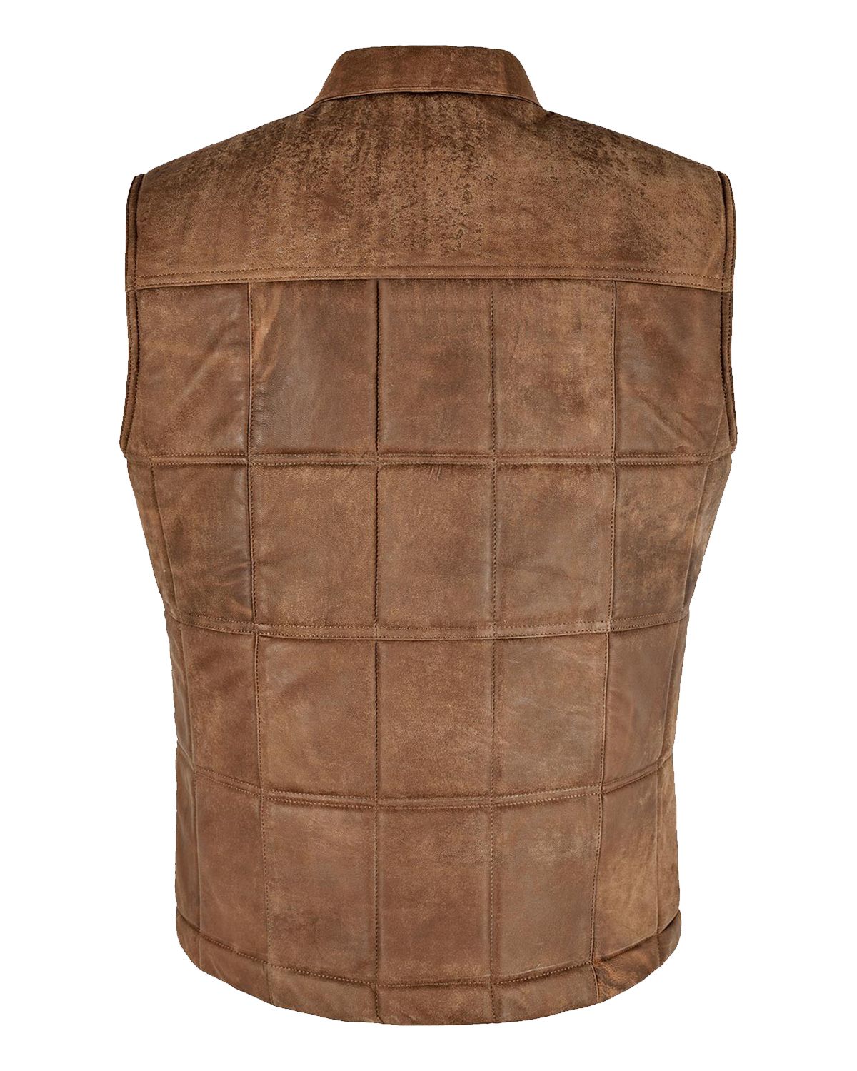 MotorCycleJackets Men's Vintage Brown Body Warmer Leather Vest