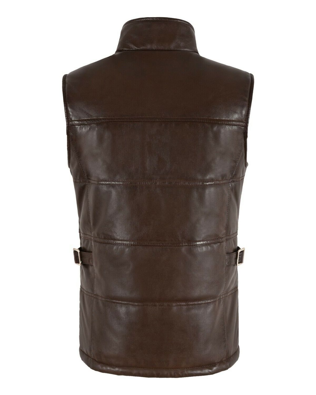 MotorCycleJackets Women's Quilted Padded Brown Leather Vest