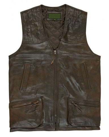 MotorCycleJackets Mens Antique Shooting Brown Vest