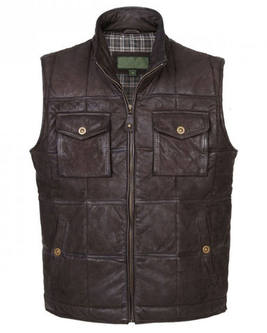 MotorCycleJackets Mens Brown Leather Body Warmer