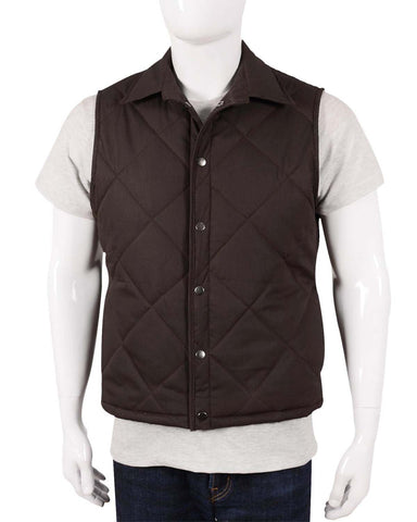 MotorCycleJackets Kevin Costner Yellowstone Brown Quilted Vest