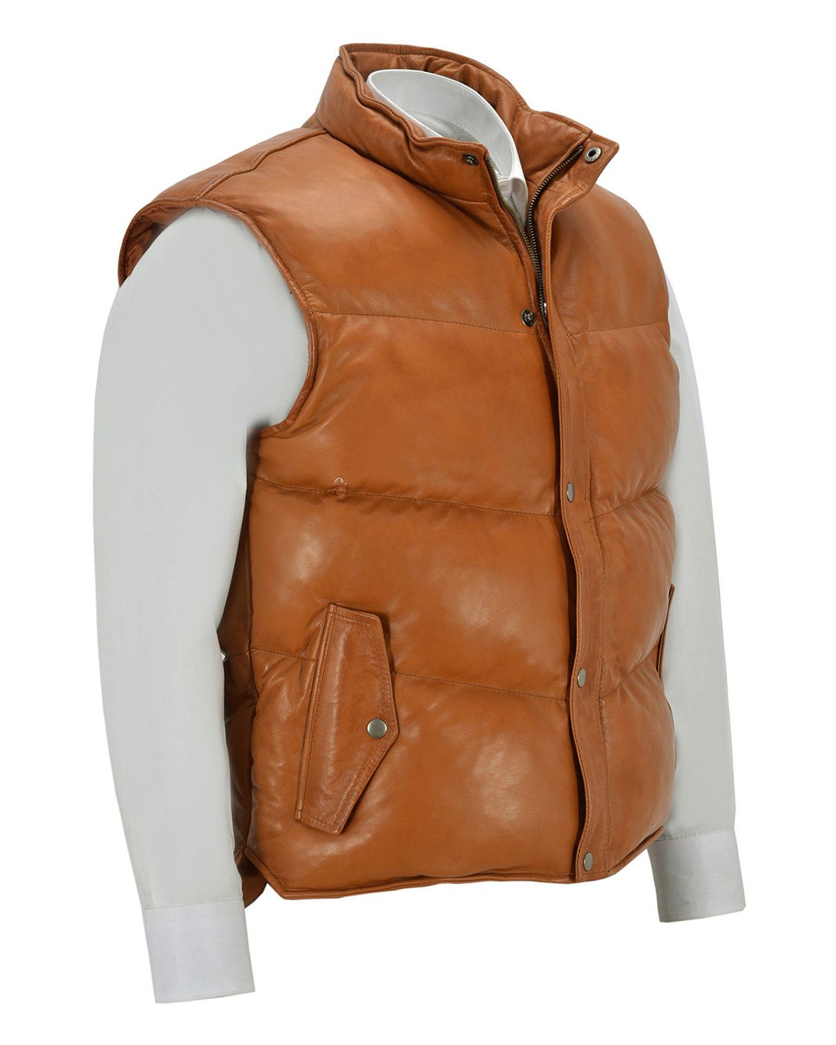 MotorCycleJackets Men's Puffer Padded Style Leather Vest