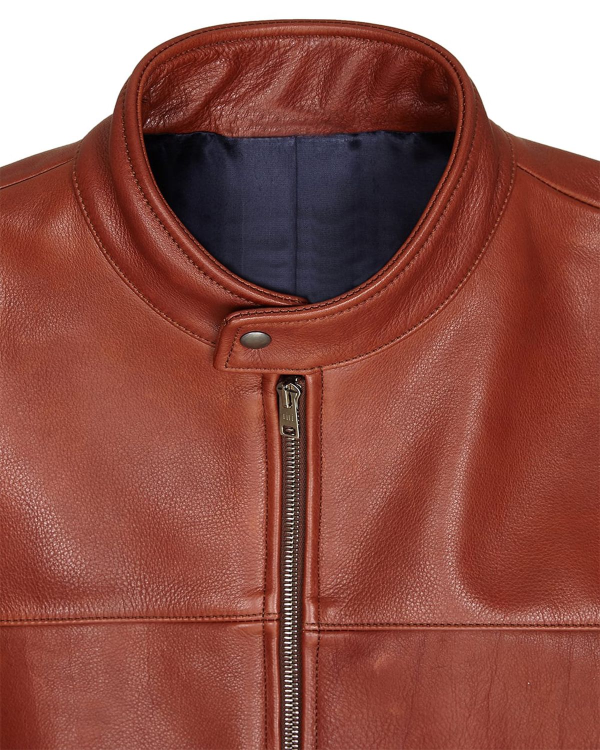 Men's Dark Brown Plain Biker Cafe Racer Jacket