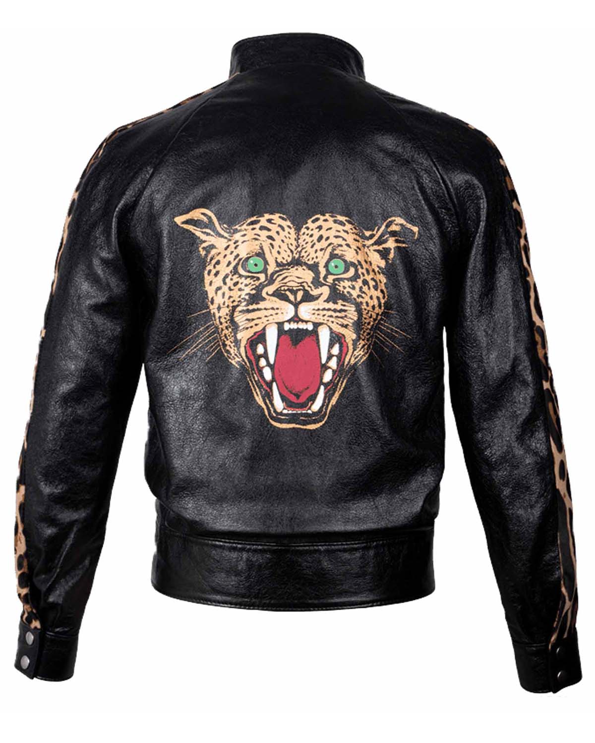 MotorCycleJackets Paradise Garage Jacket Cheetah Design Leather Jacket