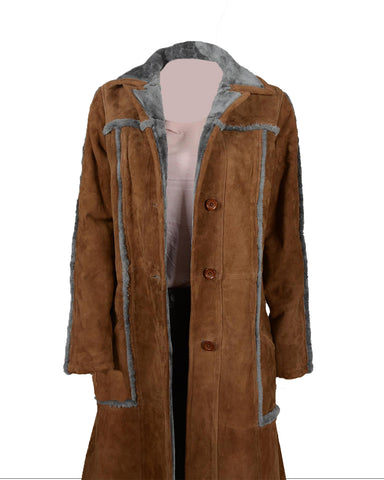 MotorCycleJackets Kelly Reilly Yellowstone Suede Leather Coat