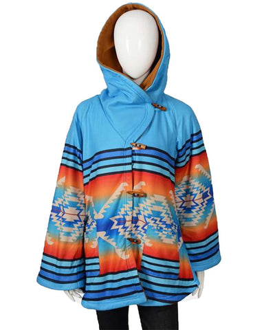 MotorCycleJackets Yellowstone Blue Printed Polyester Coat