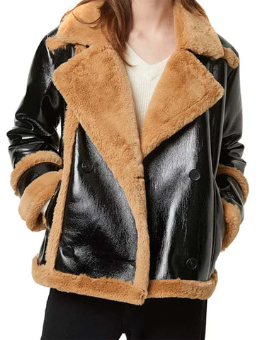 MotorCycleJackets Womens Double Breasted Shearling Jacket