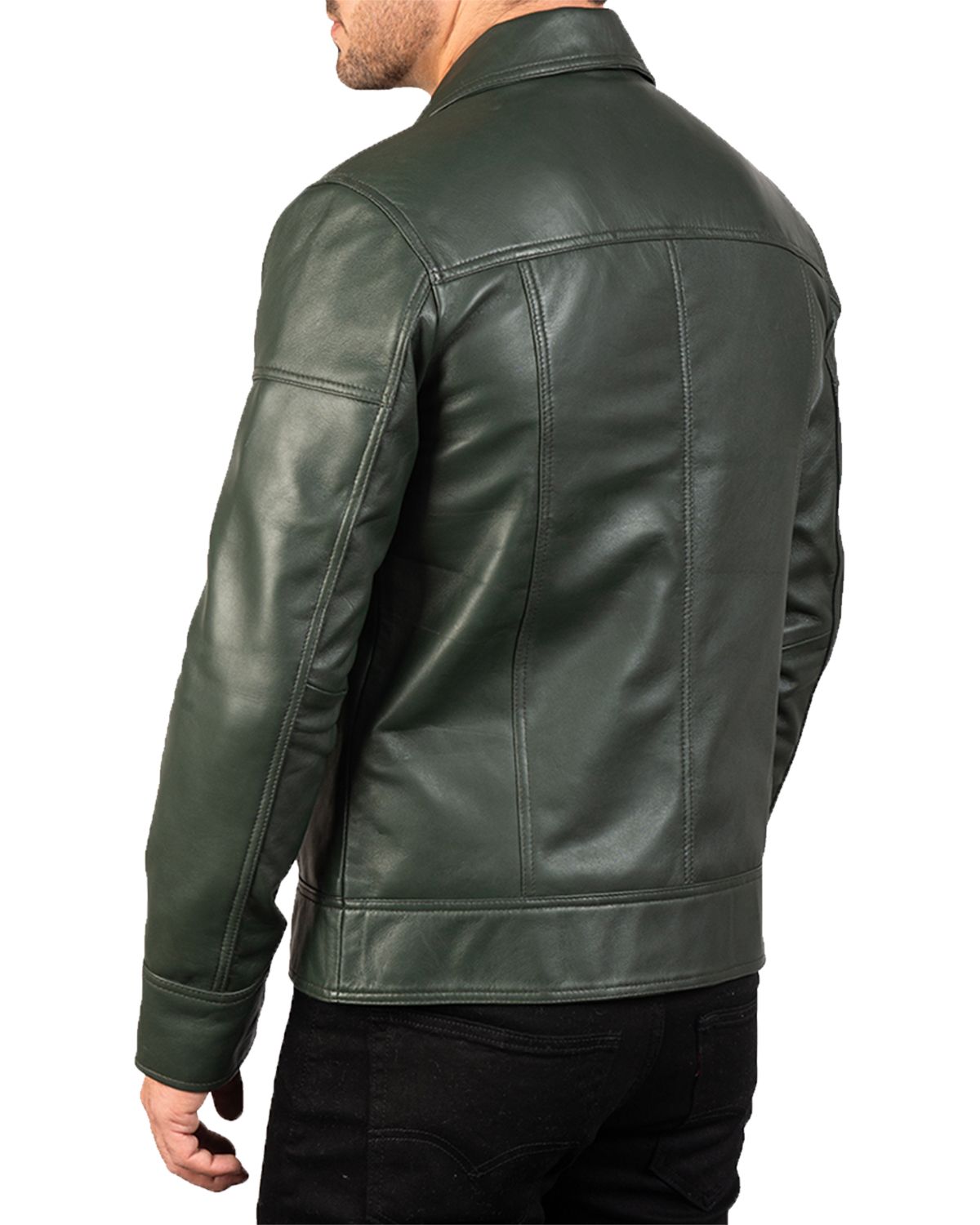 Men's Green Biker Real Leather Jacket