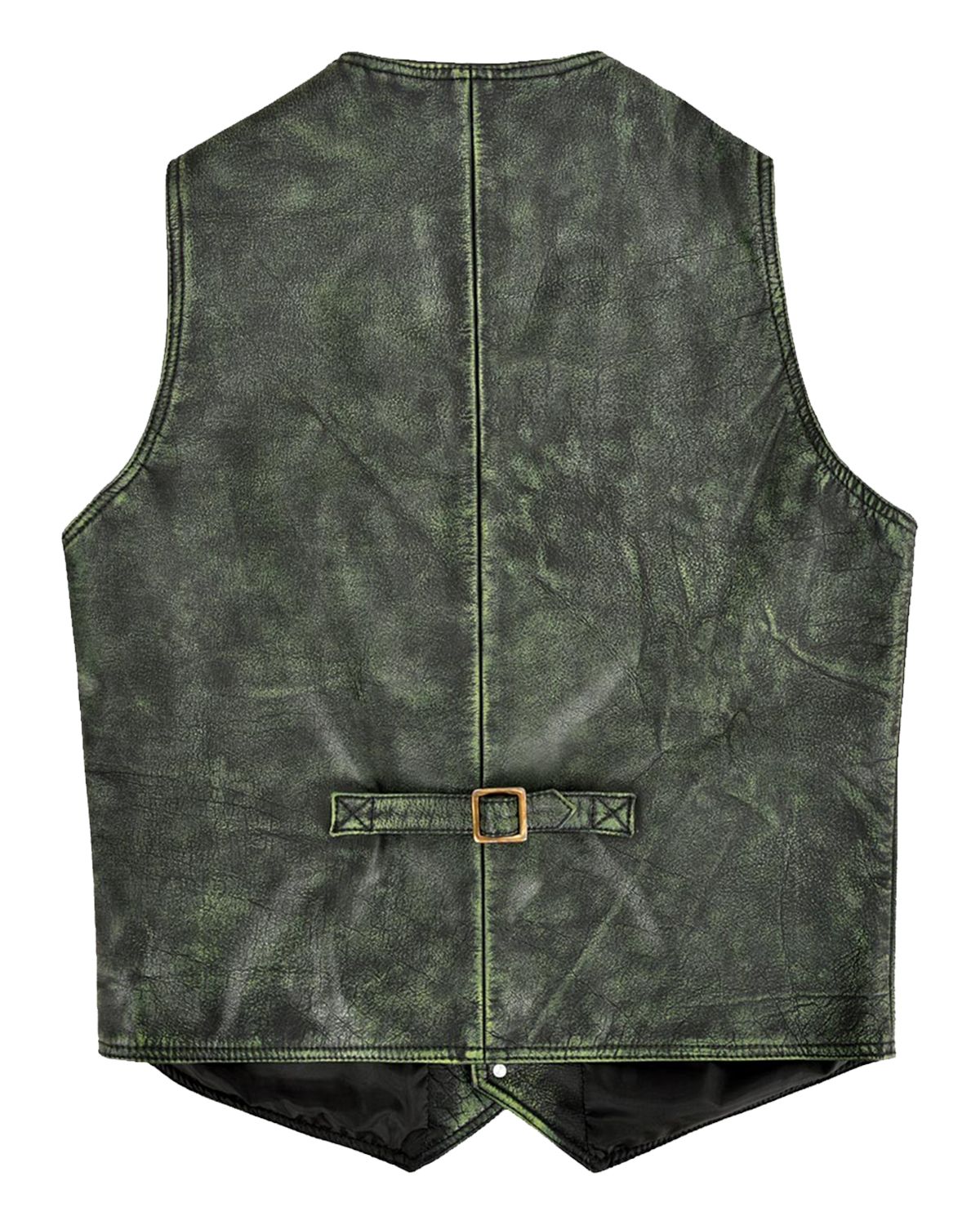 MotorCycleJackets Men's Distressed Green Leather Hunter Vest