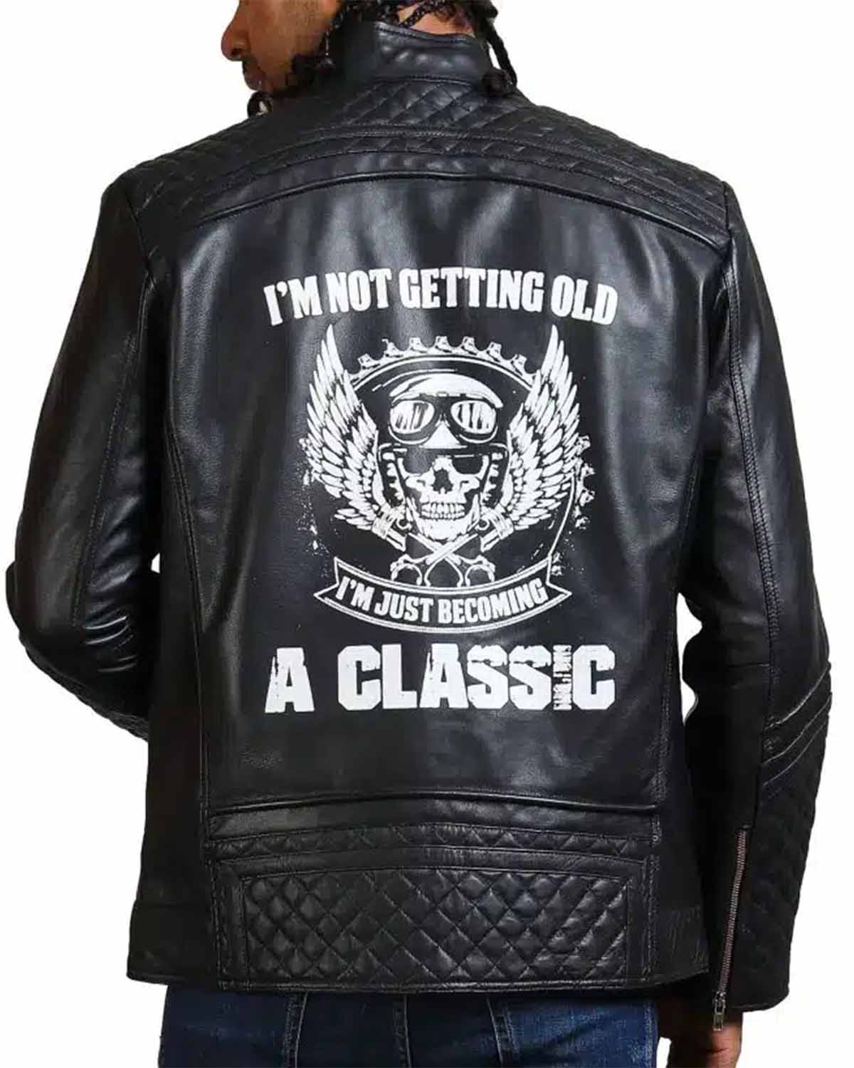 MotorCycleJackets Classic Men Black Quilted Motorcycle Leather Jacket