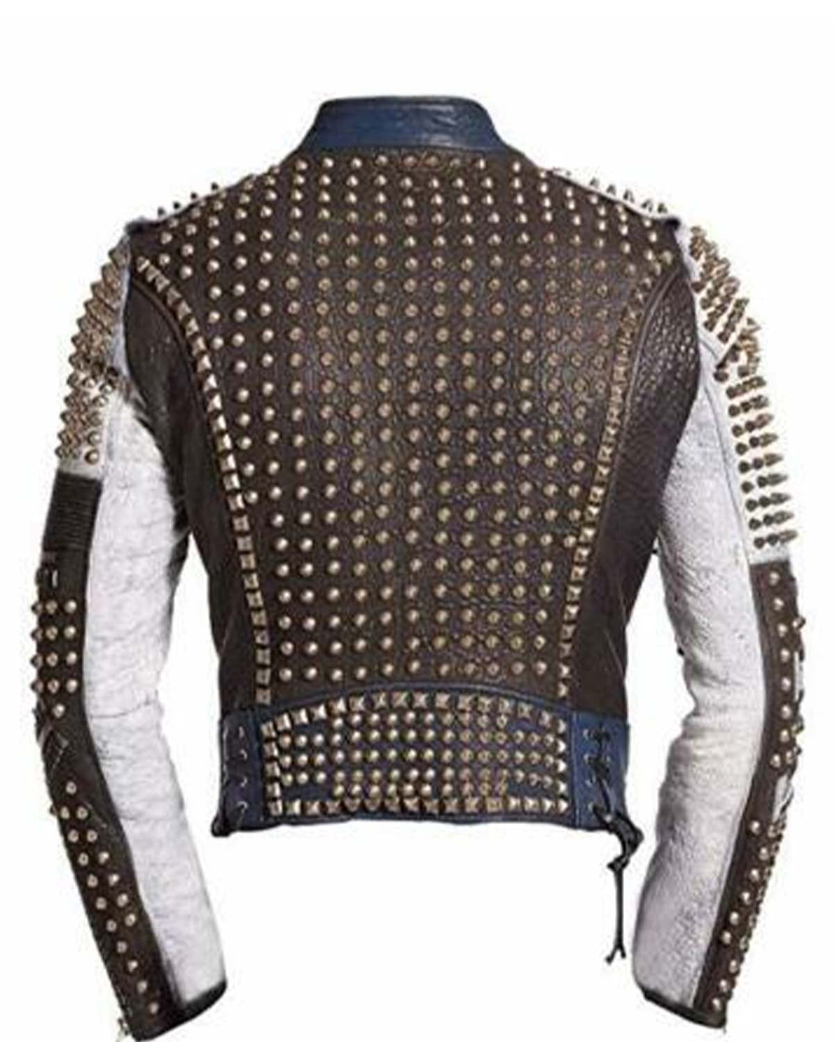 MotorCycleJackets Mens Cafe Racer Funky Rider Studded Punk Retro Motorcycle Jacket