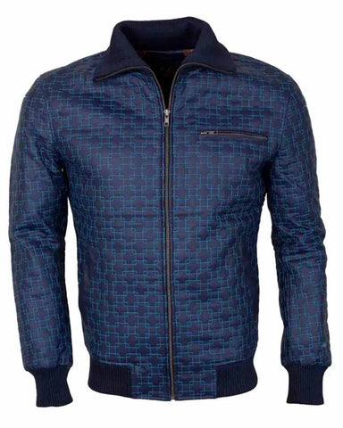 MotorCycleJackets Casual Blue Embroidered Stylish Leather Jacket