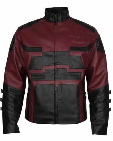 MotorCycleJackets Charlie Cox Daredevil Maroon Leather Jacket