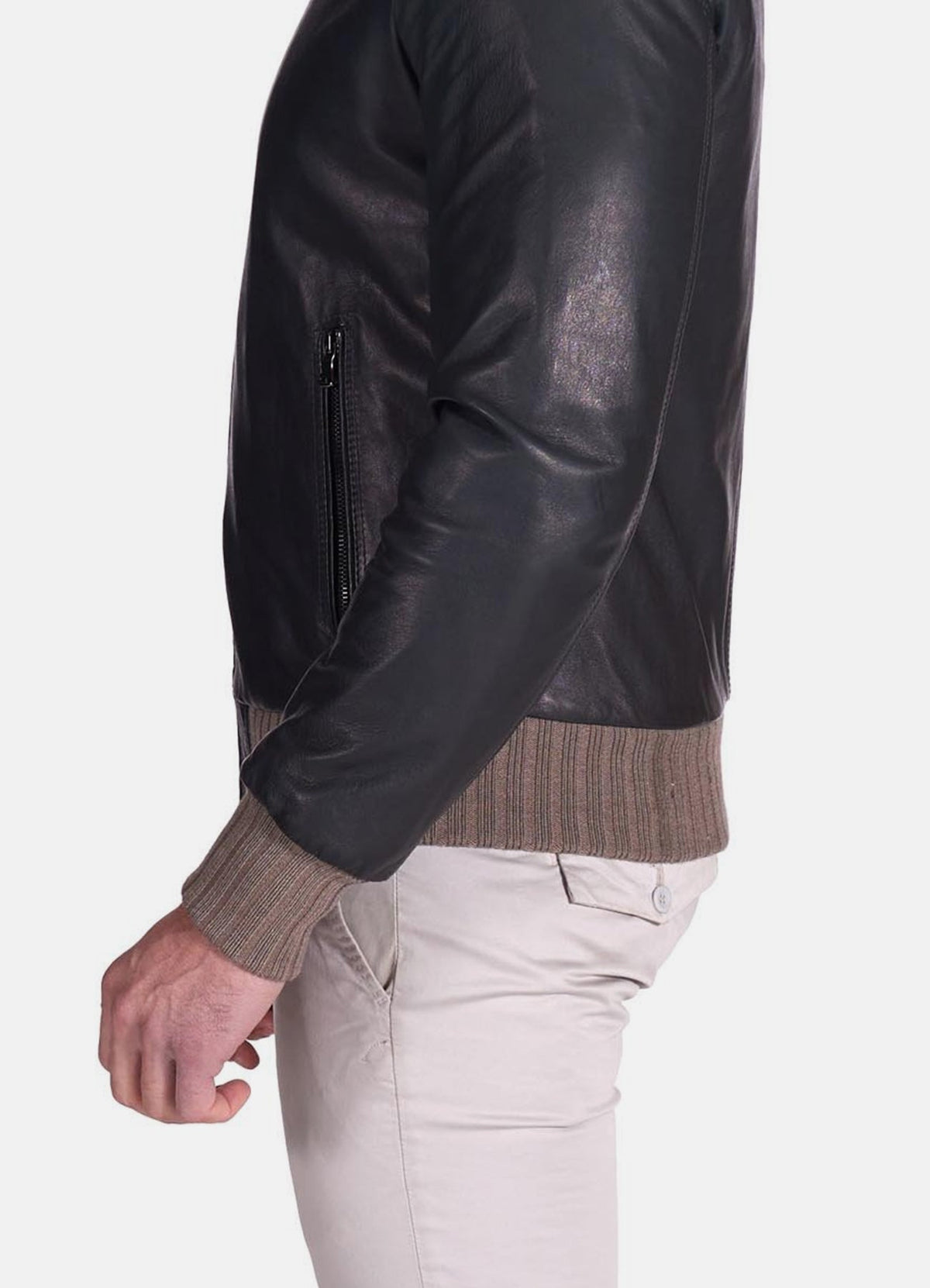 Mens Vintage Style Black Bomber Leather Jacket