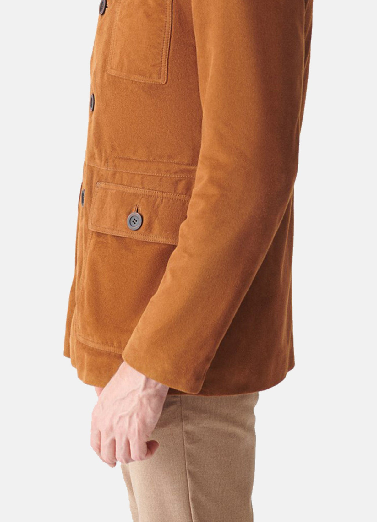 Mens TAN Long Length Suede Leather Jacket