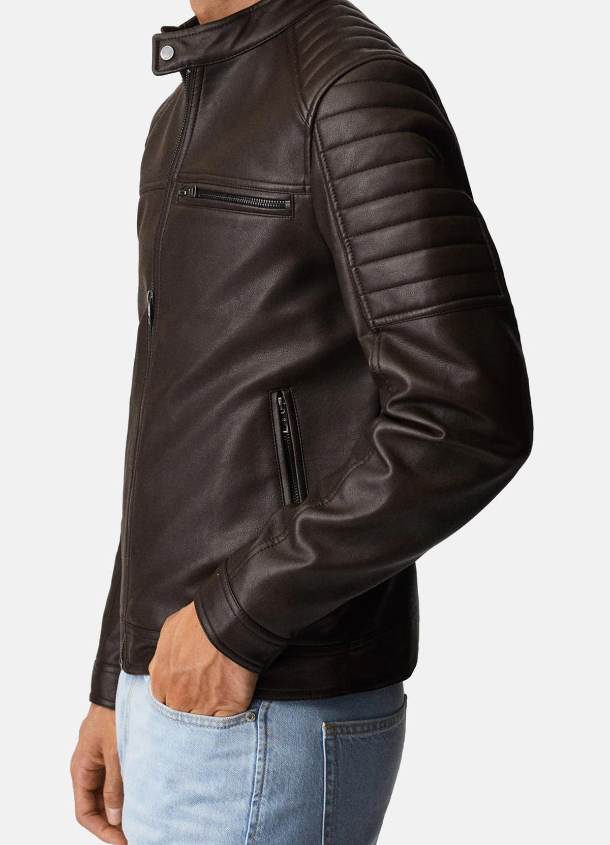 Mens Coco Brown Biker Leather Jacket