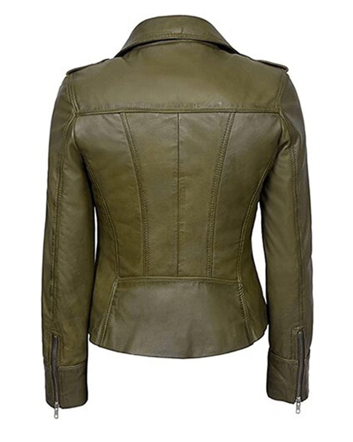Women's Classic Olive Green Biker Leather Jacket