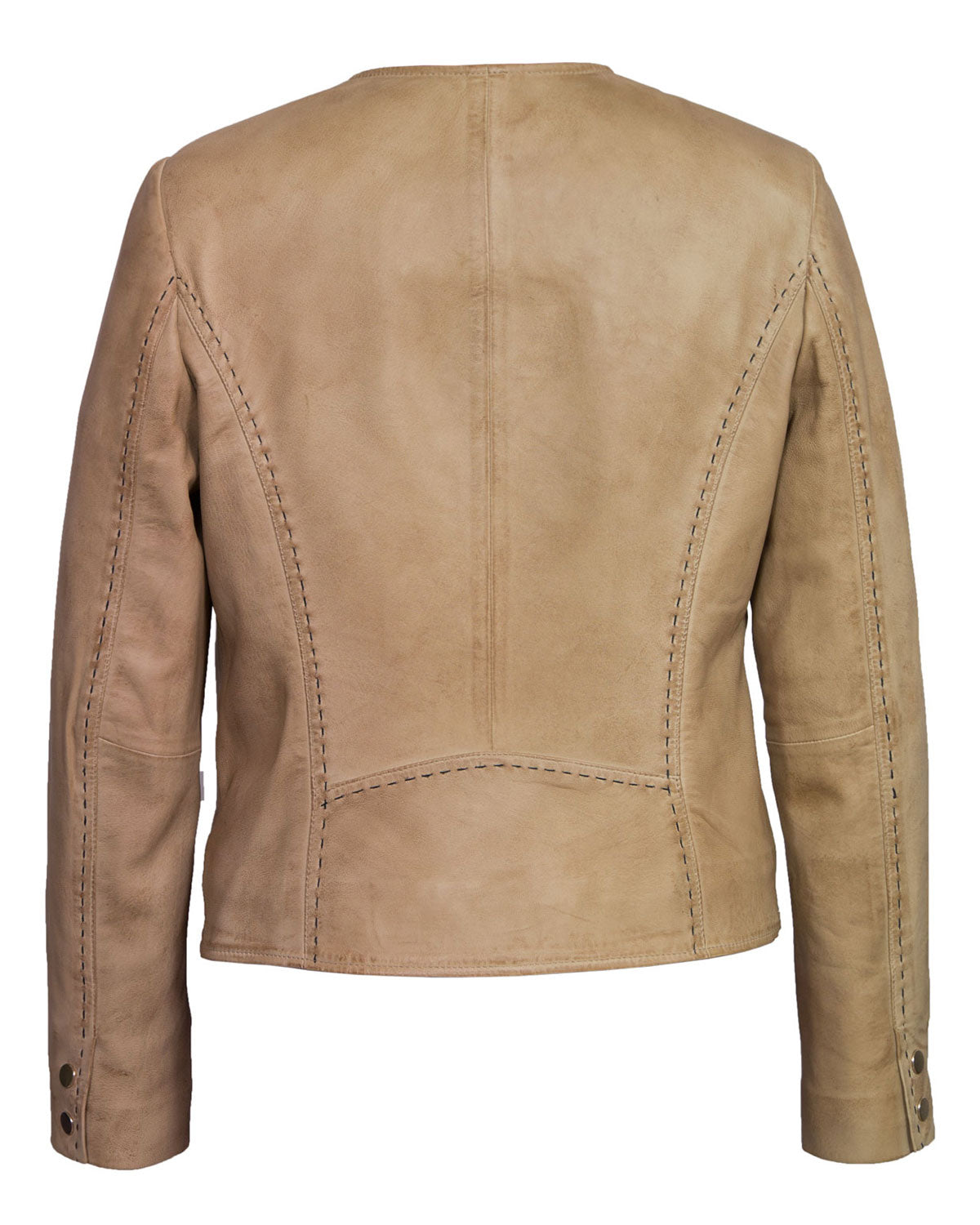 MotorCycleJackets Women’s Sand Collarless Leather Jacket