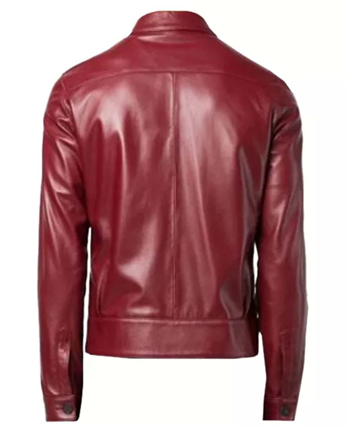 MotorCycleJackets Mens Plain Red Leather Jacket