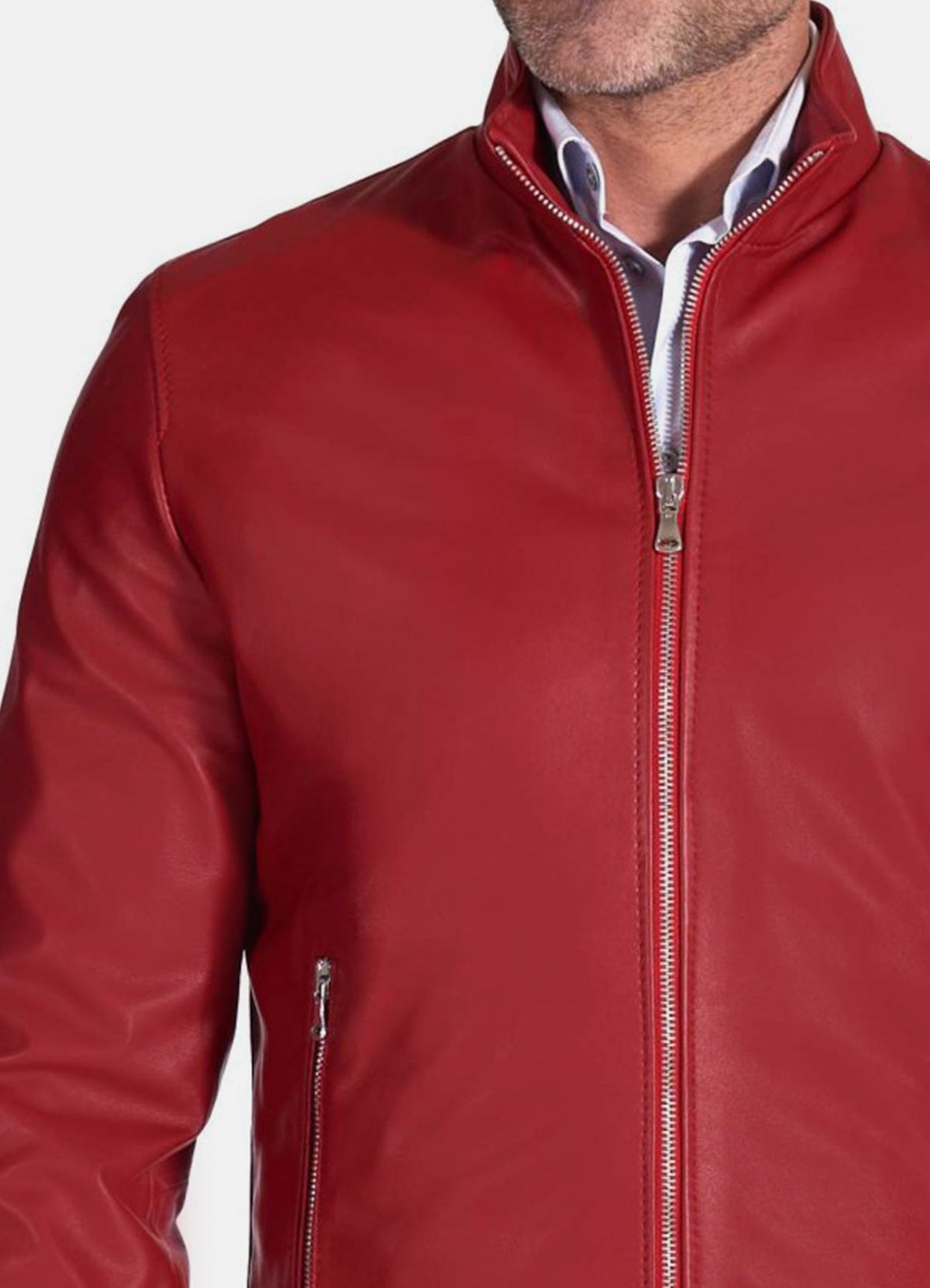 Mens Authentic Red Bomber Leather Jacket