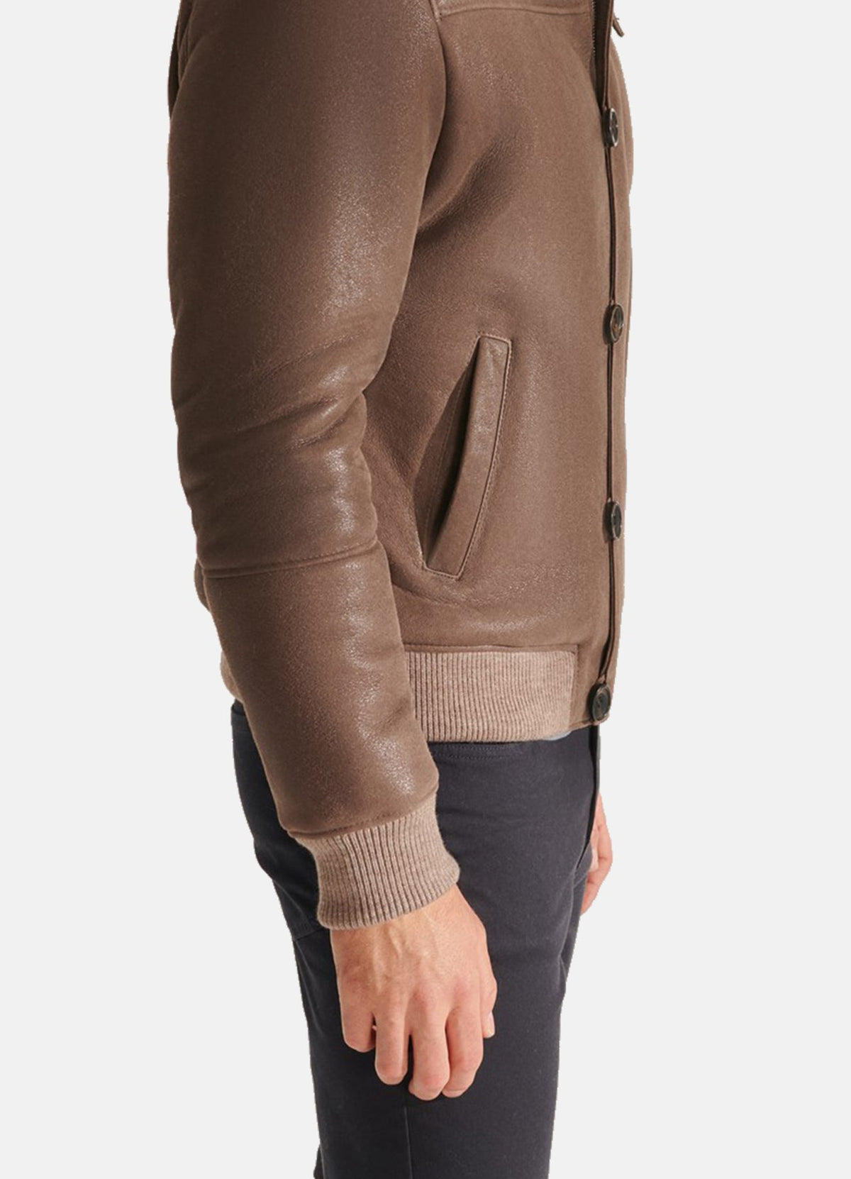 Mens Dark Brown Shearling Leather Jacket