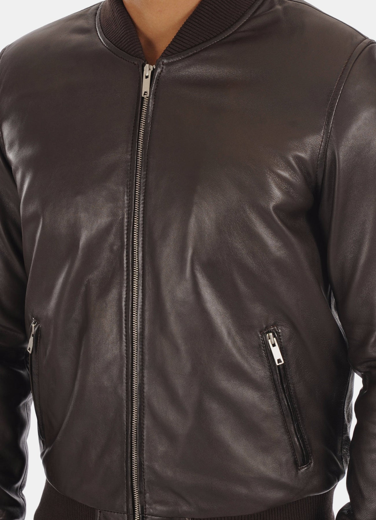 Mens Dark Brown Vintage Bomber Leather Jacket